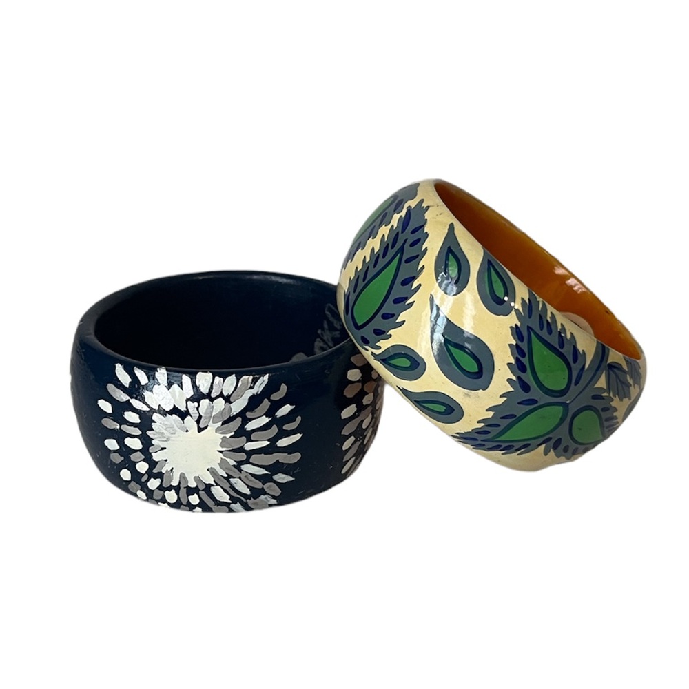 SET OF 2 PAINTED WOOD BANGLES